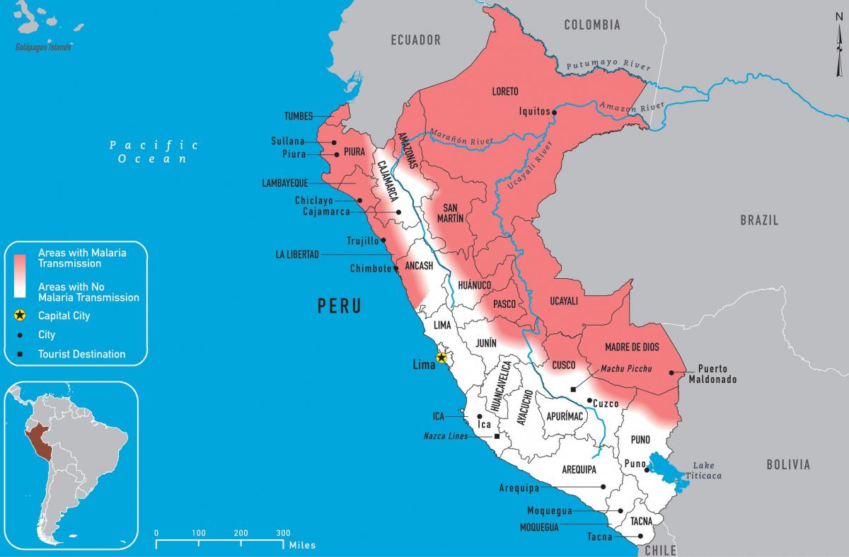 карта Перу з малярією