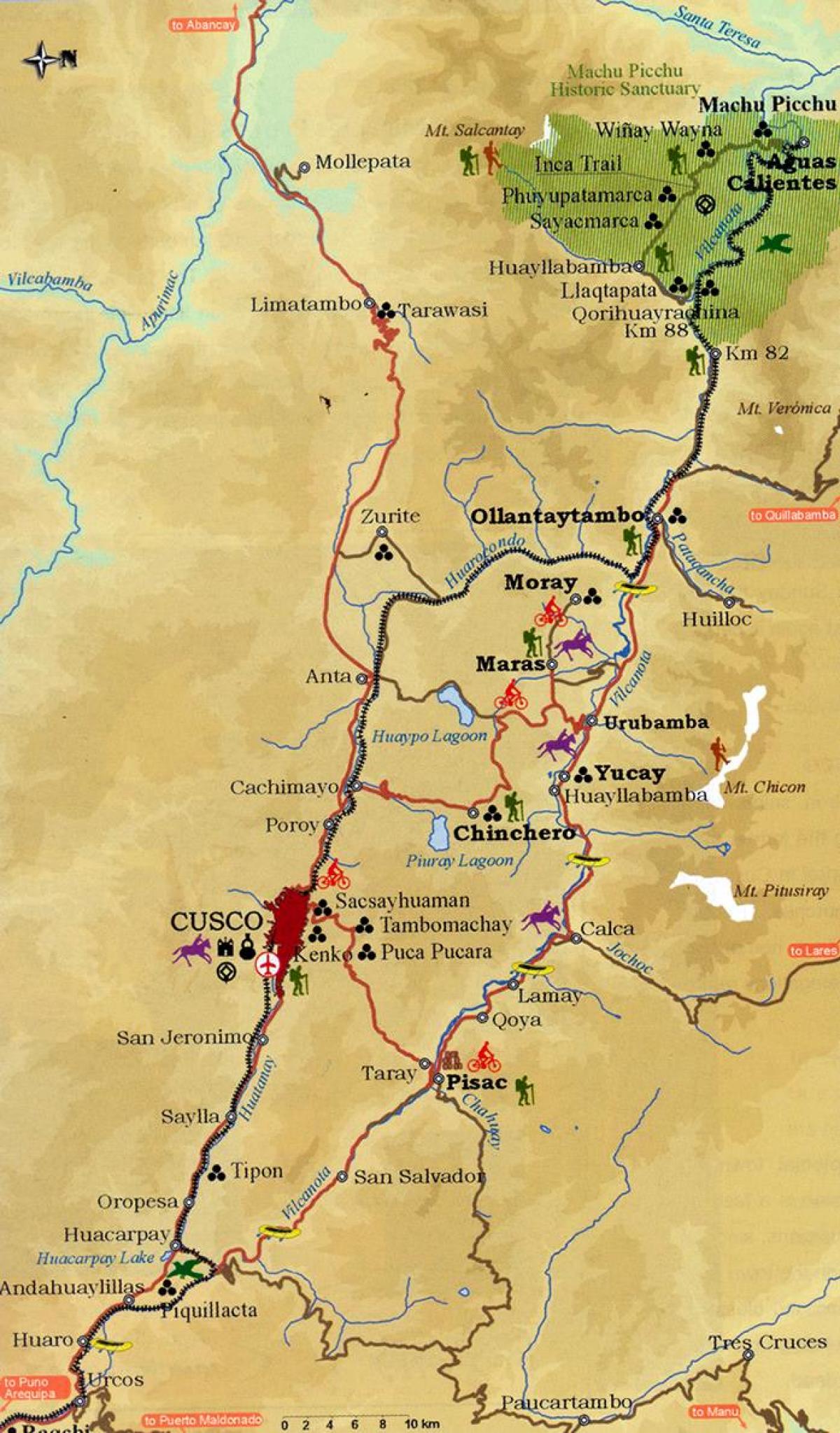 карта долині Куско, Перу